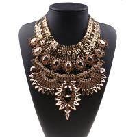 Fashion Statement Necklace, Tibetan Style, with 2.75 inch extender chain, plated, for woman & with rhinestone, more colors for choice, Length:Approx 17 Inch, Sold By PC
