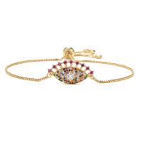 Bracelet Evil Eye bijoux, laiton, Placage de couleur d'or, Réglable & styles différents pour le choix & pavé de micro zircon & pour femme, Longueur Environ 18-24 cm, Vendu par PC