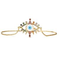 Evil Eye Jewelry Bracelet Brass gold color plated Adjustable & micro pave cubic zirconia & for woman & enamel Length Approx 18-24 cm Sold By PC