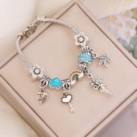 European Bracelet Zinc Alloy with 1.96 inch extender chain antique silver color plated for woman & with rhinestone Length Approx 7.08 Inch Sold By PC