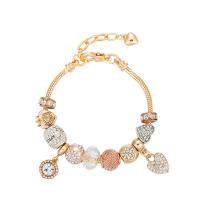 European Bracelet Zinc Alloy with 1.96 inch extender chain gold color plated for woman & with rhinestone Length Approx 7.08 Inch Sold By PC