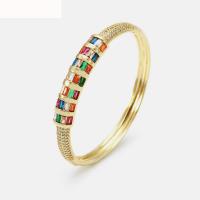 Brass Bracelet & Bangle plated micro pave cubic zirconia & for woman nickel lead & cadmium free Inner Approx 195mm Sold By PC