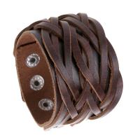Cowhide Bracelet, with Tibetan Style, handmade & Unisex, more colors for choice, 40mm, Length:9.06 Inch, Sold By PC