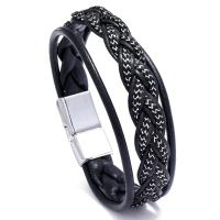 PU Leather Cord Bracelets with Zinc Alloy handmade & Unisex 17-18cm 6cm Length 8.07 Inch Sold By PC