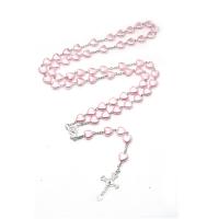 Rosary Necklace Zinc Alloy with Plastic Pearl Crucifix Cross Unisex nickel lead & cadmium free 10mm Length 22.83 Inch Sold By PC