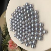 Perles nacres sans trou de culture d'eau douce, perle d'eau douce cultivée, Rond, aucun trou, bleu, 8.5-9mm, Vendu par PC