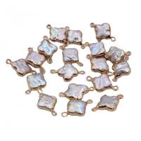Ciondoli perle d'acqua dolci, perla d'acquadolce coltivata naturalmente, with ottone, trifoglio quattro petali, colori misti, 12mm, 10PC/borsa, Venduto da borsa