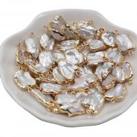 Perlas cultivadas de agua dulce Conector, con metal, Blanco, 12x15mm, 10PCs/Bolsa, Vendido por Bolsa