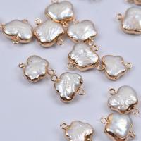 perla d'acquadolce coltivata naturalmente connettore, with ottone, bianco, 11x14mm, 10PC/borsa, Venduto da borsa