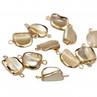 Freshwater Pearl Connector, with Brass, mixed colors, 12x14mm, 10PCs/Bag, Sold By Bag