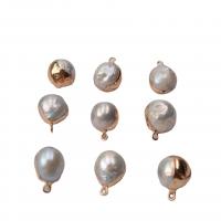 Pendentifs perles d'eau douce, perle d'eau douce cultivée, avec laiton, couleurs mélangées, 13-15mm, 10PC/sac, Vendu par sac