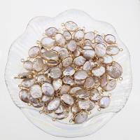 Freshwater Pearl Pendants, with Brass, Flat Oval, mixed colors, 10-11mm, 10PCs/Bag, Sold By Bag