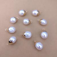 Freshwater Pearl Pendants, with Brass, Rice, mixed colors, 9-10mm, 10PCs/Bag, Sold By Bag