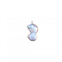 Freshwater Pearl Pendants, with Brass, mixed colors, 6mm, 10PCs/Bag, Sold By Bag