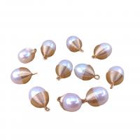 Pendentifs perles d'eau douce, perle d'eau douce cultivée, avec laiton, couleurs mélangées, 5-10mm, 10PC/sac, Vendu par sac