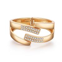 Kirsite Bangle, fashion jewelry & for woman & with rhinestone, golden, Sold By PC