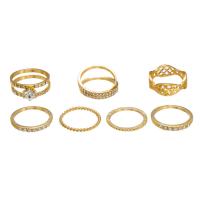 Tibetan Style Ring Set, 7 pieces & fashion jewelry & for woman & with rhinestone, more colors for choice, Sold By Set