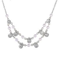 Zinc Alloy Jewelry Necklace with 2.76 extender chain fashion jewelry & for woman & with rhinestone Length 14.96 Inch Sold By PC