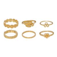 Tibetan Style Ring Set, plated, 5 pieces & fashion jewelry & for woman & with rhinestone, golden, Sold By Set