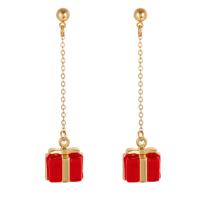 Christmas Earrings, Tibetan Style, Christmas Design & fashion jewelry & for woman & enamel, red, Sold By Pair