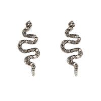 Tibetan Style Stud Earring, Snake, plated, fashion jewelry & for woman & with rhinestone, Sold By Pair