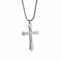 Stainless Steel Cross Pendants, plated, fashion jewelry & with rhinestone, more colors for choice, 31x46mm, Sold By PC