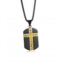 Stainless Steel Pendants, plated, fashion jewelry & with cross pattern, more colors for choice, 26x40mm, Sold By PC