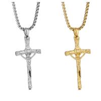 Roestvrij staal Cross Hangers, Crucifix Cross, plated, mode sieraden, meer kleuren voor de keuze, 21x42mm, Verkocht door PC