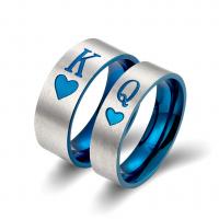 Titan Edelstahl Ringe, Titanstahl, plattiert, verschiedene Größen vorhanden & verschiedene Stile für Wahl & mit Brief Muster & für paar, Größe:5-12, verkauft von PC