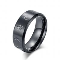 Палец кольцо из нержавеющей стали, нержавеющая сталь, черный покрытием, разный размер для выбора & Мужский, 8mm, размер:7-11, продается PC