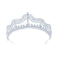 Bridal Tiaras, Tibetan Style, Crown, silver color plated, with rhinestone, 345x58mm, Sold By PC