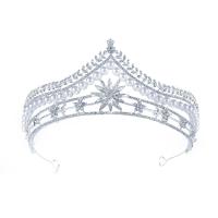 Bridal Tiaras Zinc Alloy with Plastic Pearl Crown silver color plated with rhinestone Sold By PC
