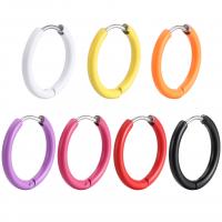 Titanium Steel Huggie Hoop Earring, Donut, stoving varnish, Unisex, more colors for choice, 16x16x2mm, Sold By PC