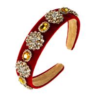 Hair Bands, Velveteen, Flower, plated, with rhinestone, more colors for choice, 380x35mm, Sold By PC