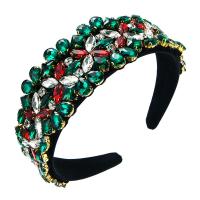 Hair Bands Cloth with Zinc Alloy gold color plated dyed & with glass rhinestone Approx 0.9mm Sold By PC