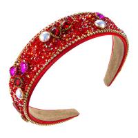 Hair Bands Cloth with Crystal & Zinc Alloy gold color plated dyed & with rhinestone Sold By PC