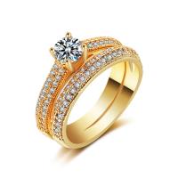 Fashion Brass Ring Set, gold color plated, 2 pieces & different size for choice & micro pave cubic zirconia, Hole:Approx 0.9mm, Sold By PC