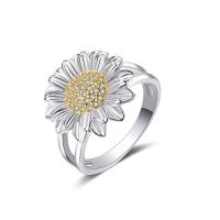 Cubic Zirconia Micro Pave Brass Ring, Flower, plated, different size for choice & micro pave cubic zirconia, Hole:Approx 0.9mm, Sold By PC