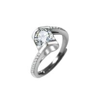 Δάχτυλο δαχτυλίδι με στρας, Ορείχαλκος, χρώμα επιπλατινωμένα, Ρυθμιζόμενο & διαφορετικό μέγεθος για την επιλογή & για τη γυναίκα, Τρύπα:Περίπου 0.9mm, Sold Με PC