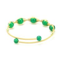 Brass Cuff Bangle with Gemstone 14K gold-filled & for woman nickel lead & cadmium free 6-8mm Inner Approx 64mm Sold By PC