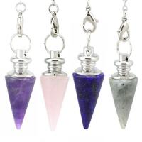 Brass Pendulum, with Gemstone, platinum color plated, different materials for choice & Unisex, nickel, lead & cadmium free, 36x14mm, Length:7 Inch, Sold By PC