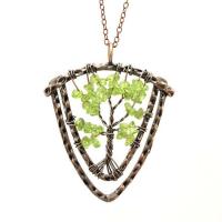 Natural Gemstone Necklace, Brass, with Gemstone, plated, tree of life design & different materials for choice & Unisex, nickel, lead & cadmium free, 59x47mm, Length:20 Inch, Sold By PC
