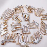 Perlas cultivadas de agua dulce Conector, con metal, Blanco, 10PCs/Bolsa, Vendido por Bolsa