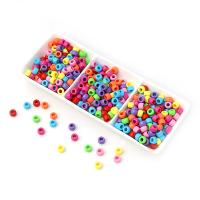Solid Color Akril gyöngyök, Kerek, DIY, kevert színek, 6x9mm, 1750PC-k/Bag, Által értékesített Bag