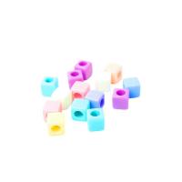 Opaque Acrylic Beads Square injection moulding DIY mixed colors Sold By Bag