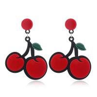 Acrylic Jewelry Earring, with Tibetan Style, Cherry, fashion jewelry & for woman, red, Sold By Pair