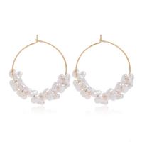 alliage de zinc boucle d'oreille cercle, avec Plastique ABS perle, bijoux de mode & pour femme, couleur platine, Vendu par paire