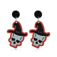 Acrylic Jewelry Earring, with Tibetan Style, Skull, fashion jewelry & for woman, Sold By Pair