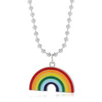 Zinc Alloy smykker halskæde, med 1.97 extender kæde, mode smykker & Unisex & emalje, regnbuens farver, Længde 16.93 inch, Solgt af PC