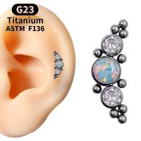 Titanium Steel Piercing Earring, with Opal, Unisex & different size for choice & different styles for choice, Sold By PC